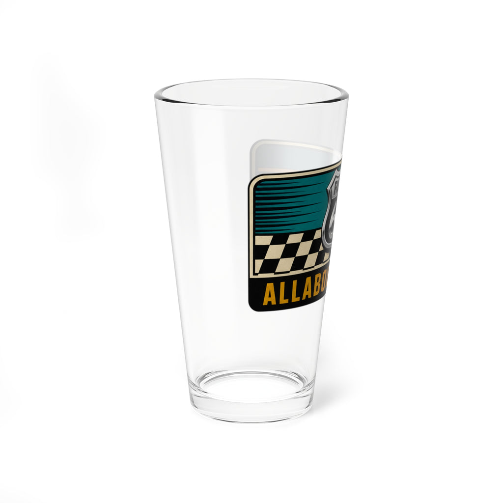 Route 66 Mixing Glass — 16oz Retro Checkerboard Cocktail Shaker Glass