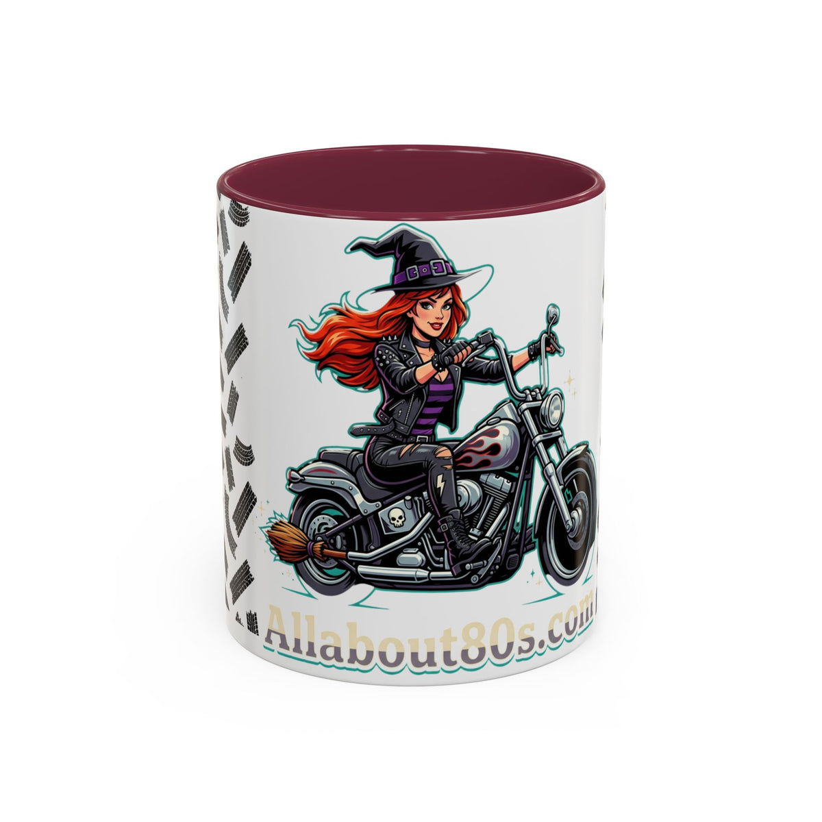 Witch Motorcycle Mug — Red-Haired Biker Witch Ceramic Coffee Cup