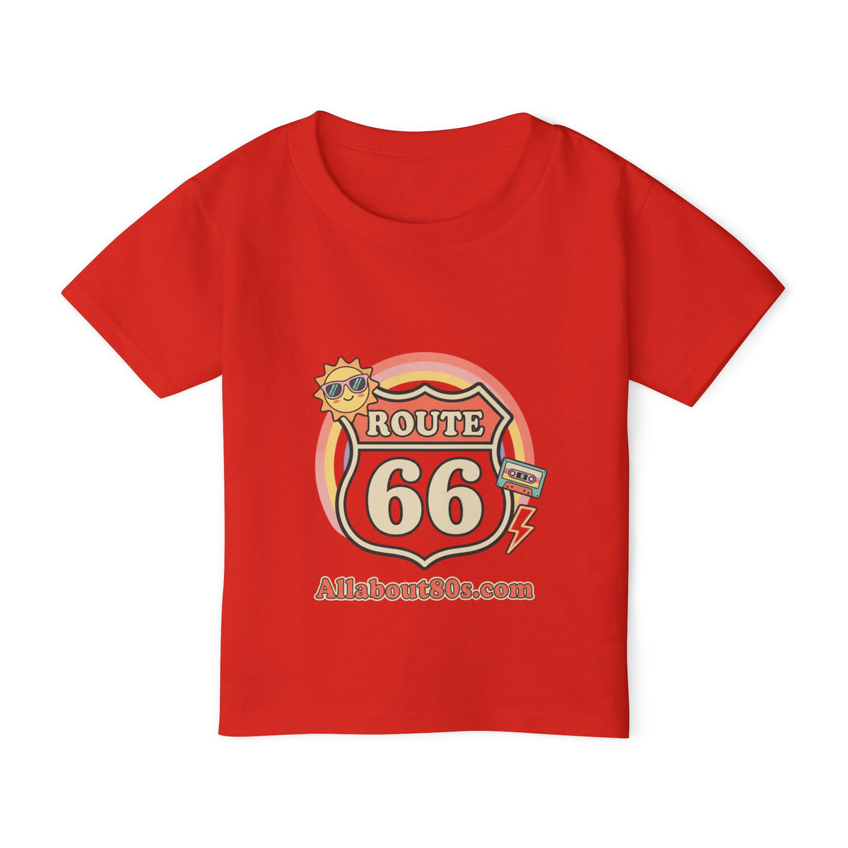 Route 66 Toddler T‑Shirt — Retro Sun Logo "Route 66" Kids Tee