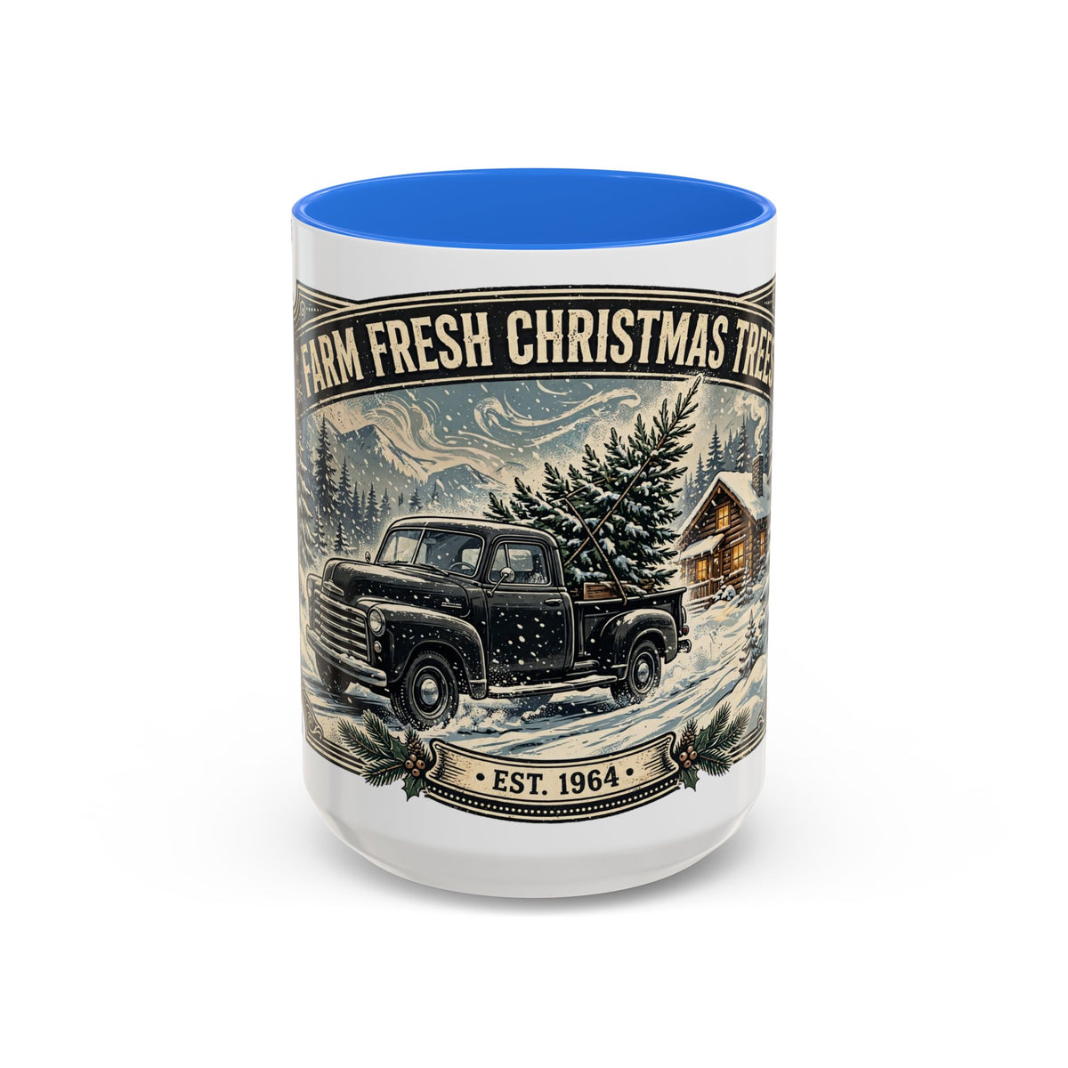 Farm Fresh Christmas Trees Vintage Truck Holiday Mug