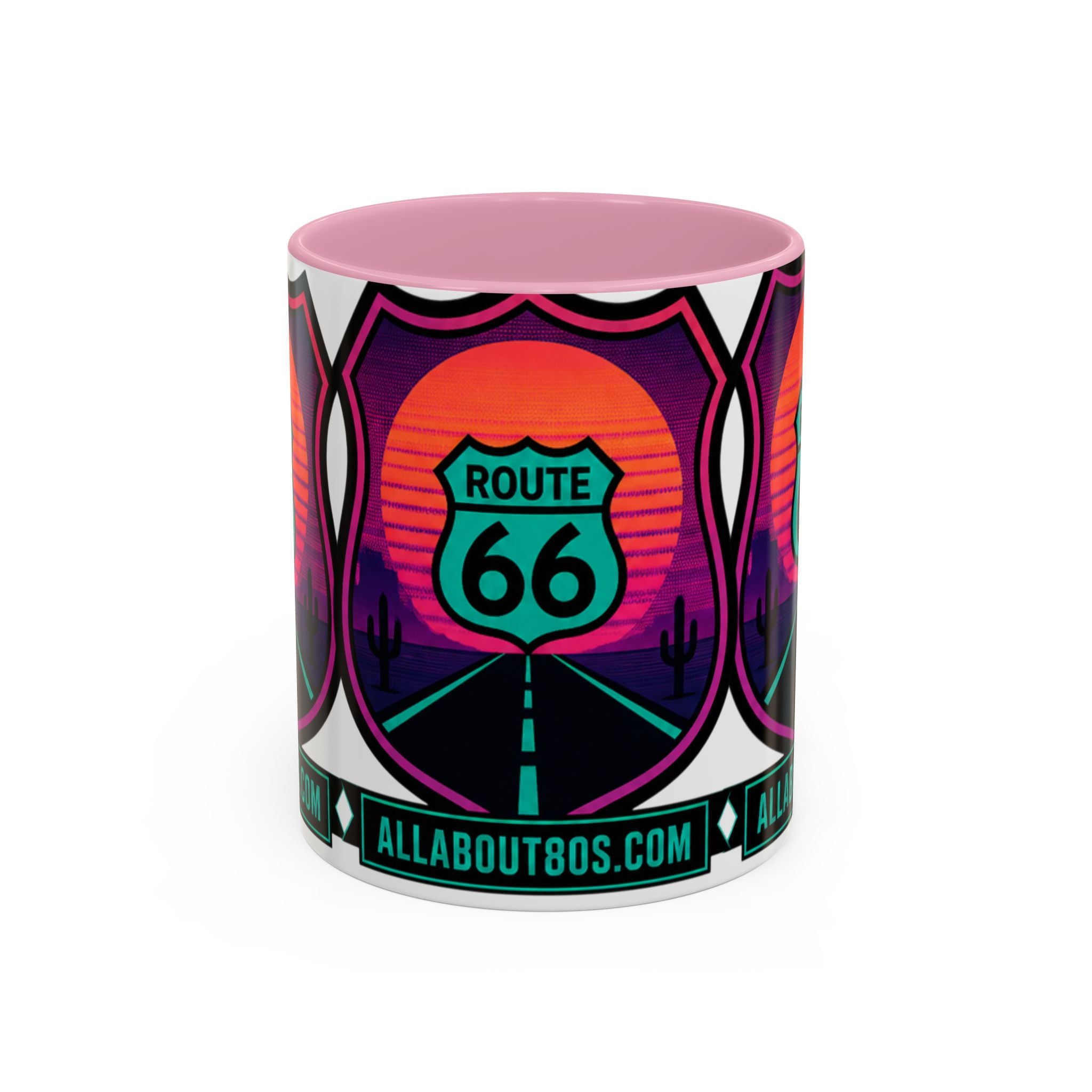 Route 66 Sunset Mug — Retro Neon Travel Coffee Cup (11oz & 15oz)