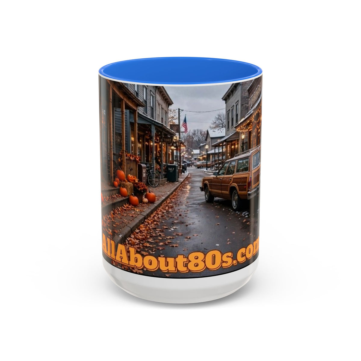 Vintage Small Town Winter Scene Coffee Mug (11oz/15oz)