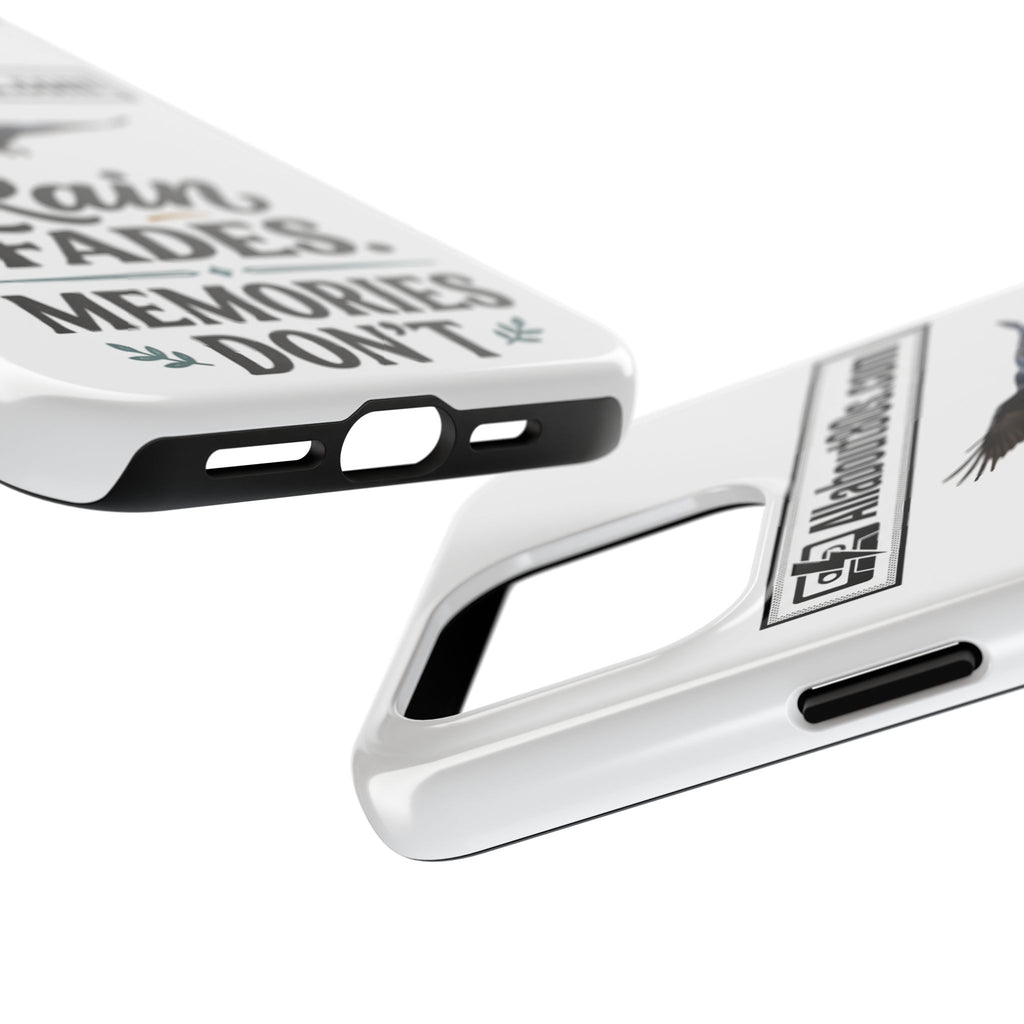 Tough Phone Case — "Rain Fades. Memories Don't" Raven Phone Cover, Protective iPhone Case