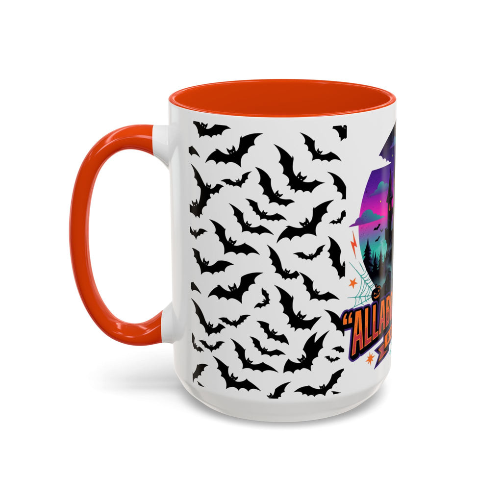 Halloween Haunted Castle Coffee Mug — Colorful Bat Pattern 11oz/15oz