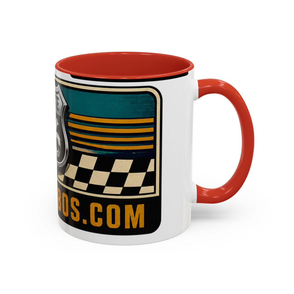 Route 66 Retro Checkerboard Coffee Mug — Vintage Road Trip 11/15oz Accent Mug