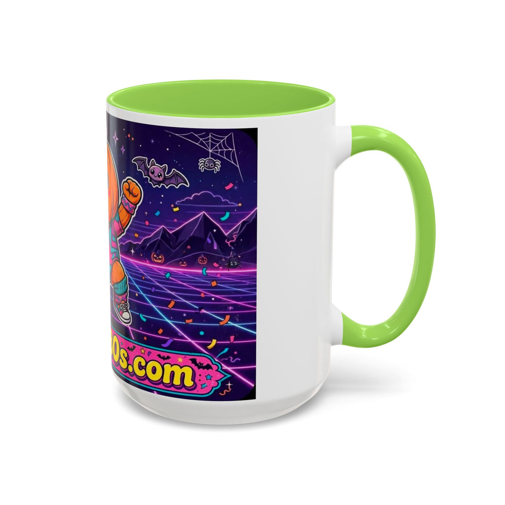 80s Retro Pumpkin Mug – Cute Neon Halloween Coffee Cup (11oz/15oz)