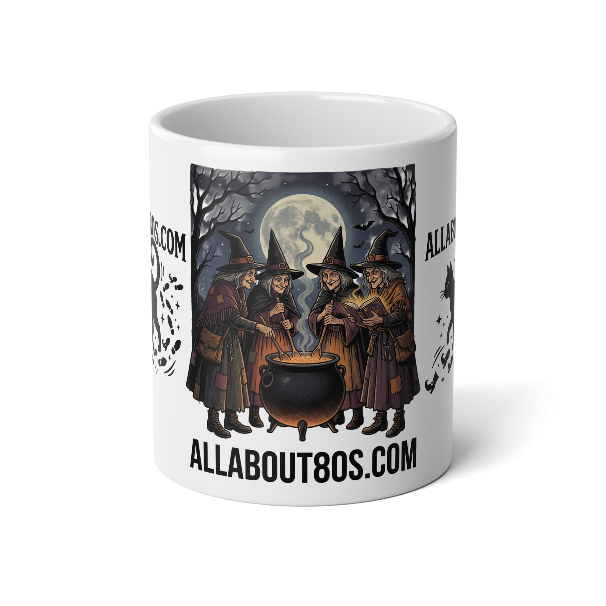 Witches Night 20oz Jumbo Mug — Halloween Cauldron Coffee Cup with Full Moon