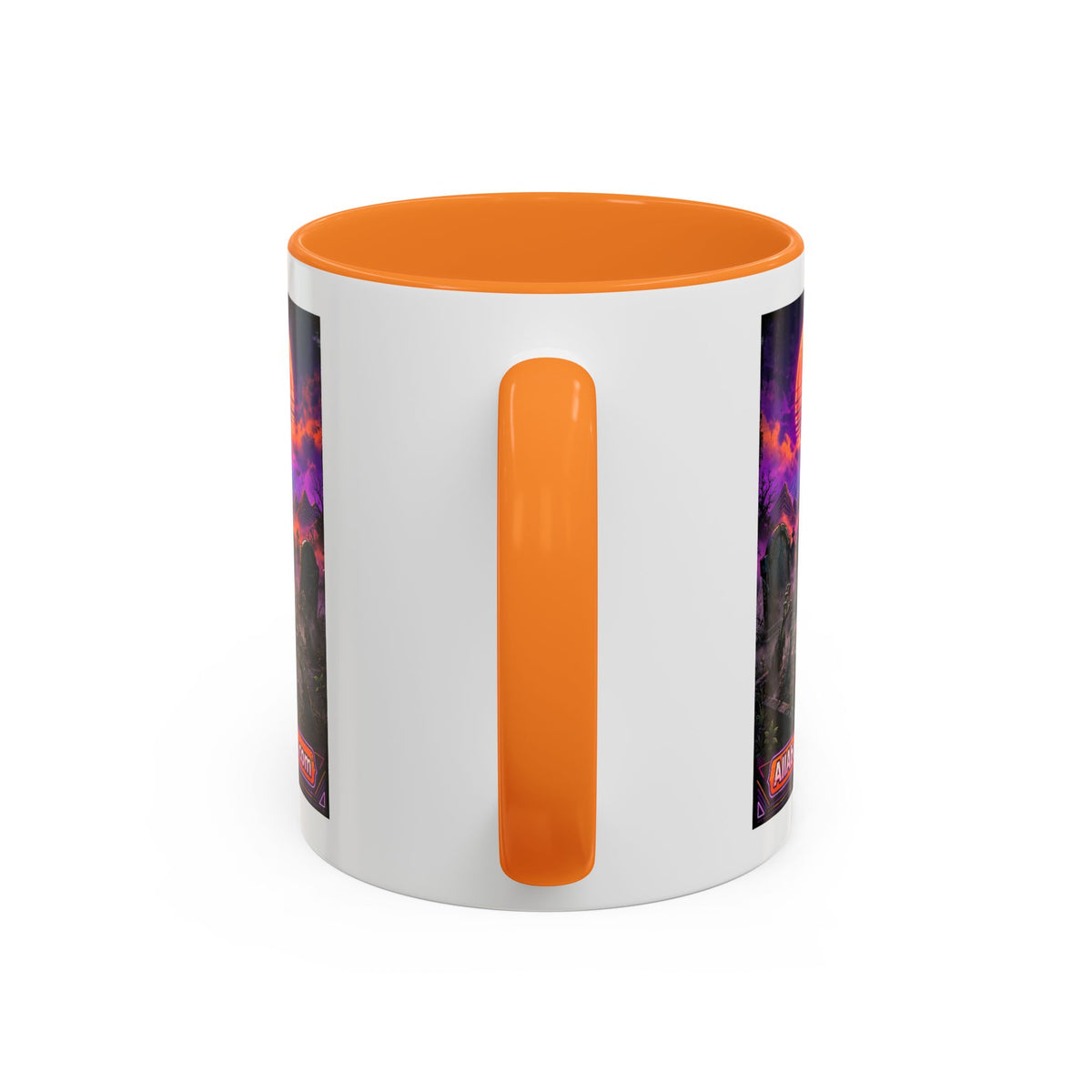 80s Retro Graveyard Sunset Mug — Vaporwave Neon Coffins Coffee Cup (11oz/15oz)