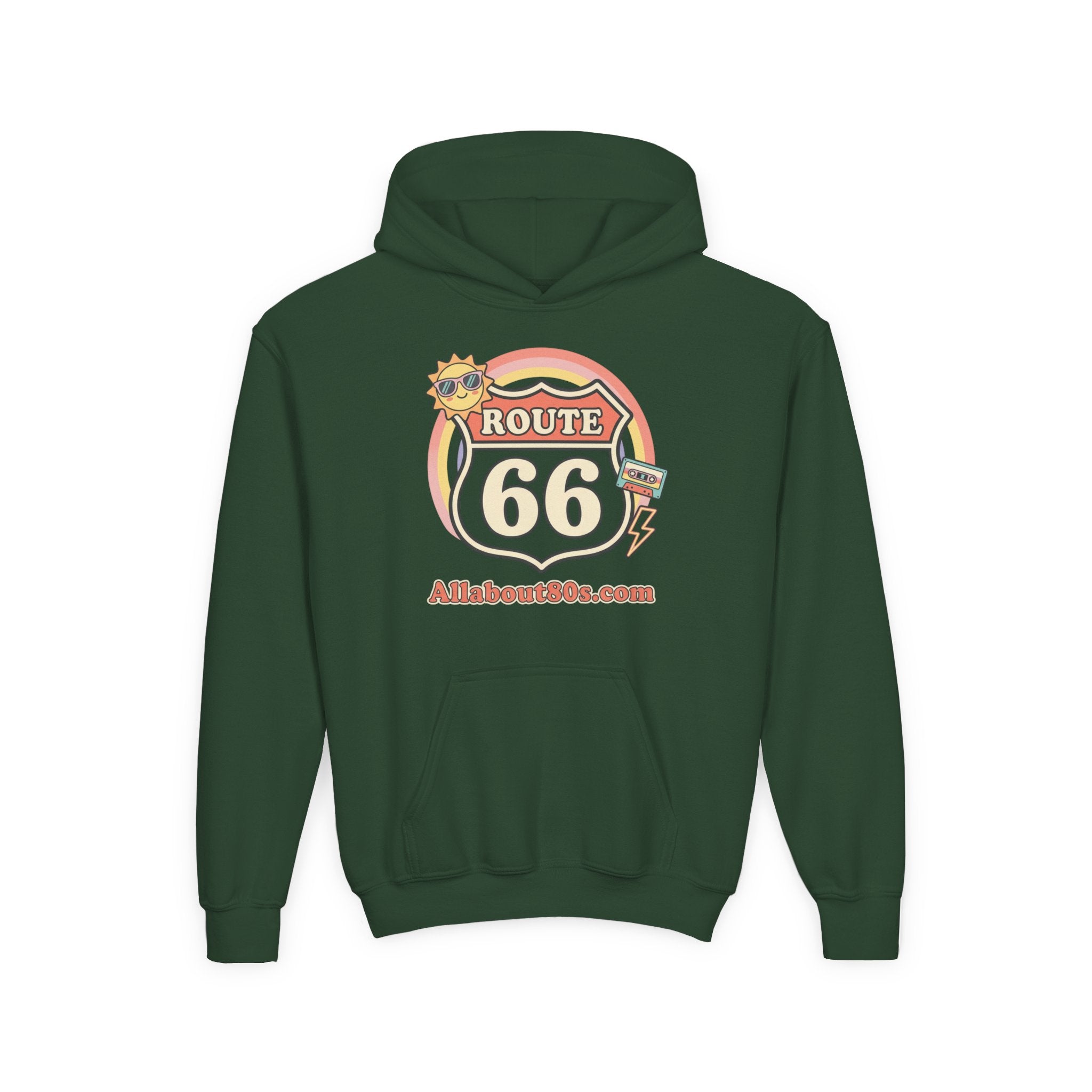 Route 66 Youth Hoodie — Retro Road Trip Graphic Sweatshirt