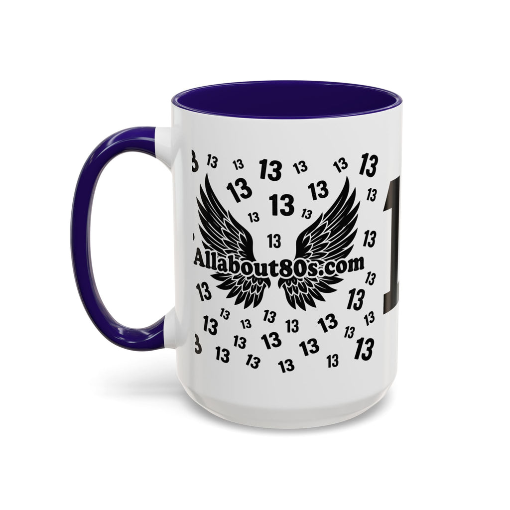 Number 13 Accent Mug — Bold Sports-Style Ceramic Coffee Cup (11oz/15oz)