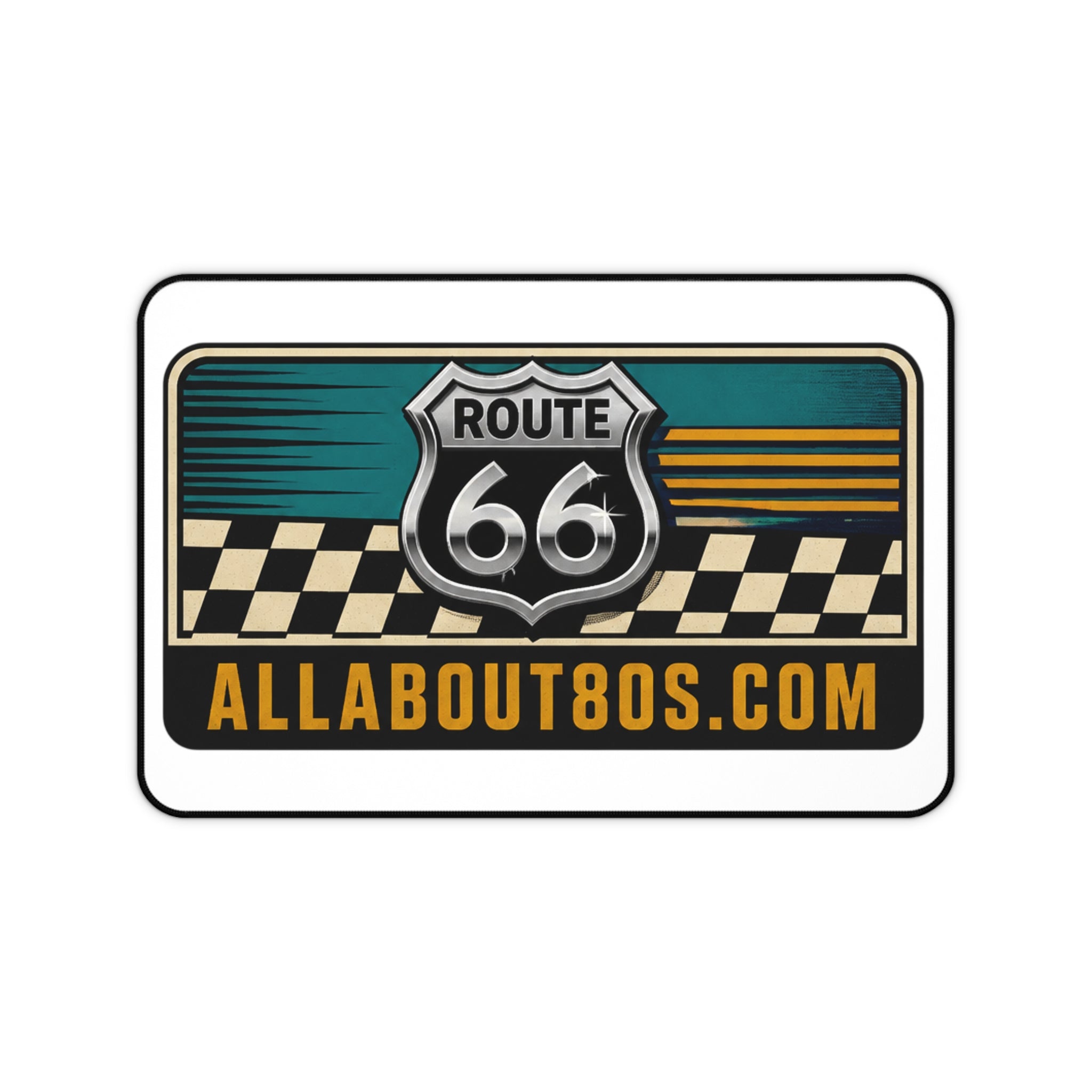 Route 66 Retro Desk Mat — AllAbout80s.com Racing Plaque Mouse Pad