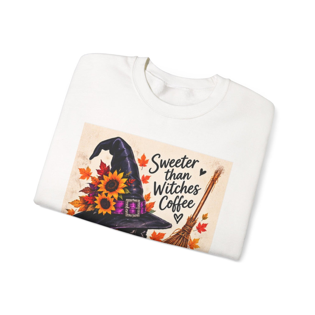 Sweater — 'Sweeter Than Witches Coffee' Halloween Witch Graphic Crewneck Sweatshirt