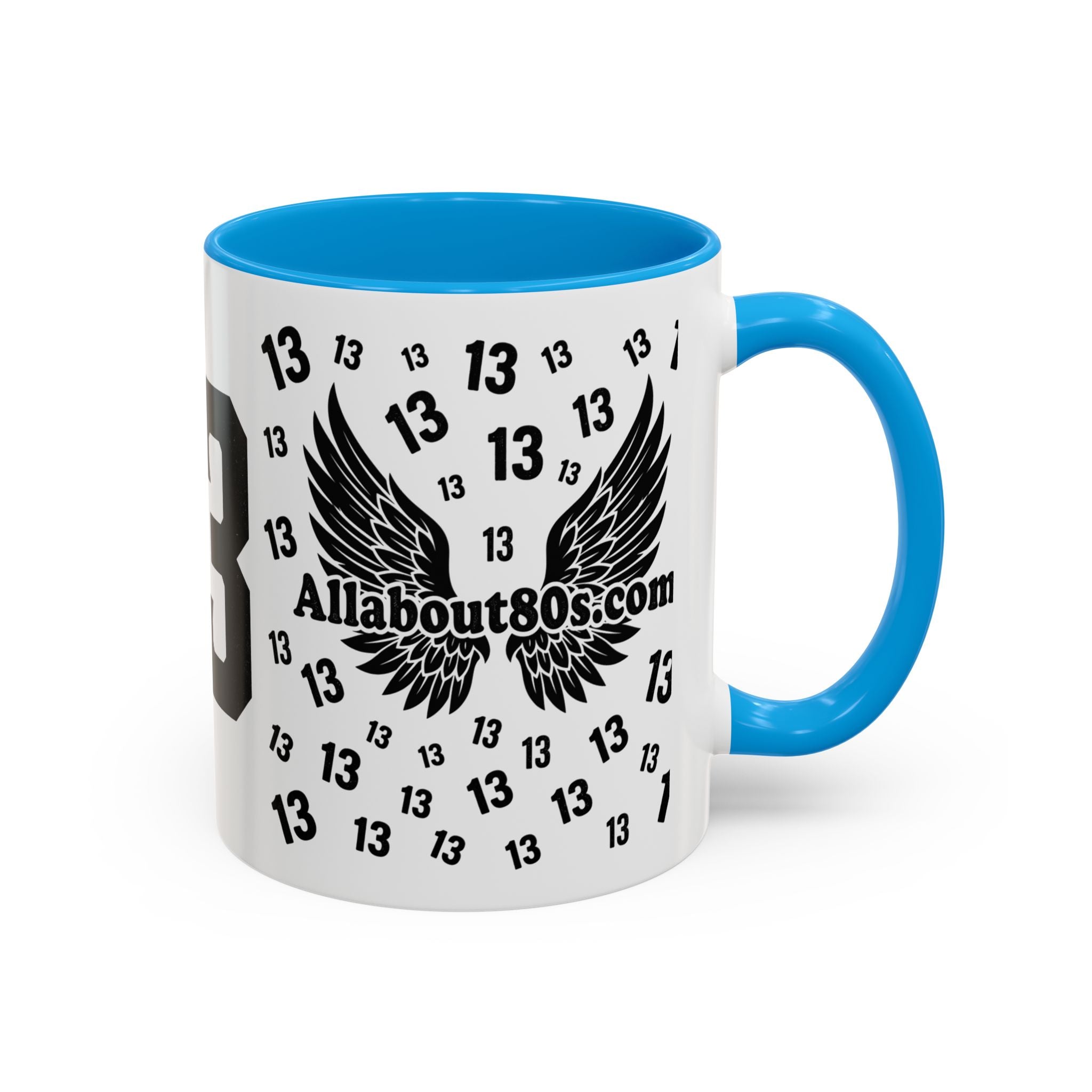 Number 13 Accent Mug — Bold Sports-Style Ceramic Coffee Cup (11oz/15oz)