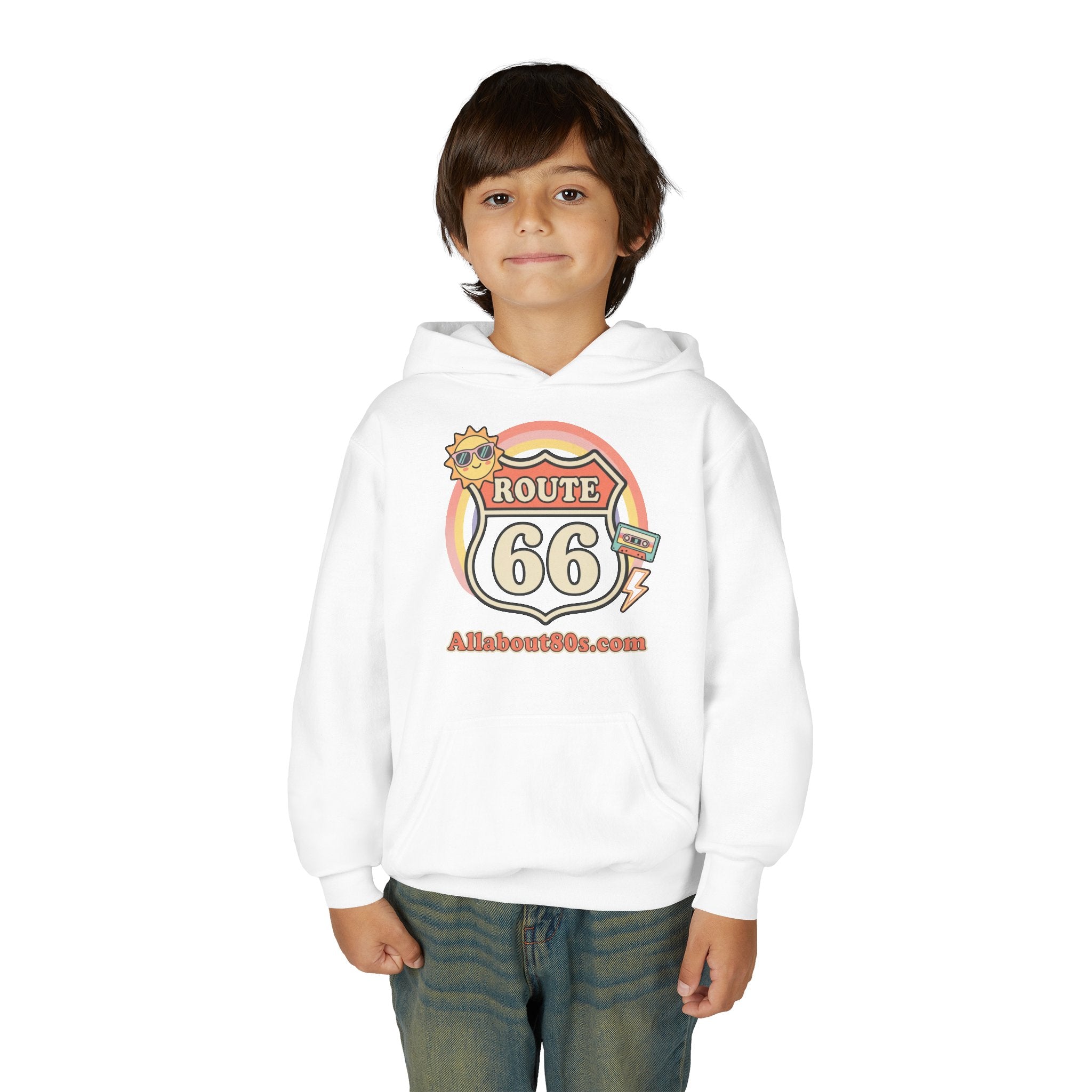 Route 66 Youth Hoodie — Retro Road Trip Graphic Sweatshirt