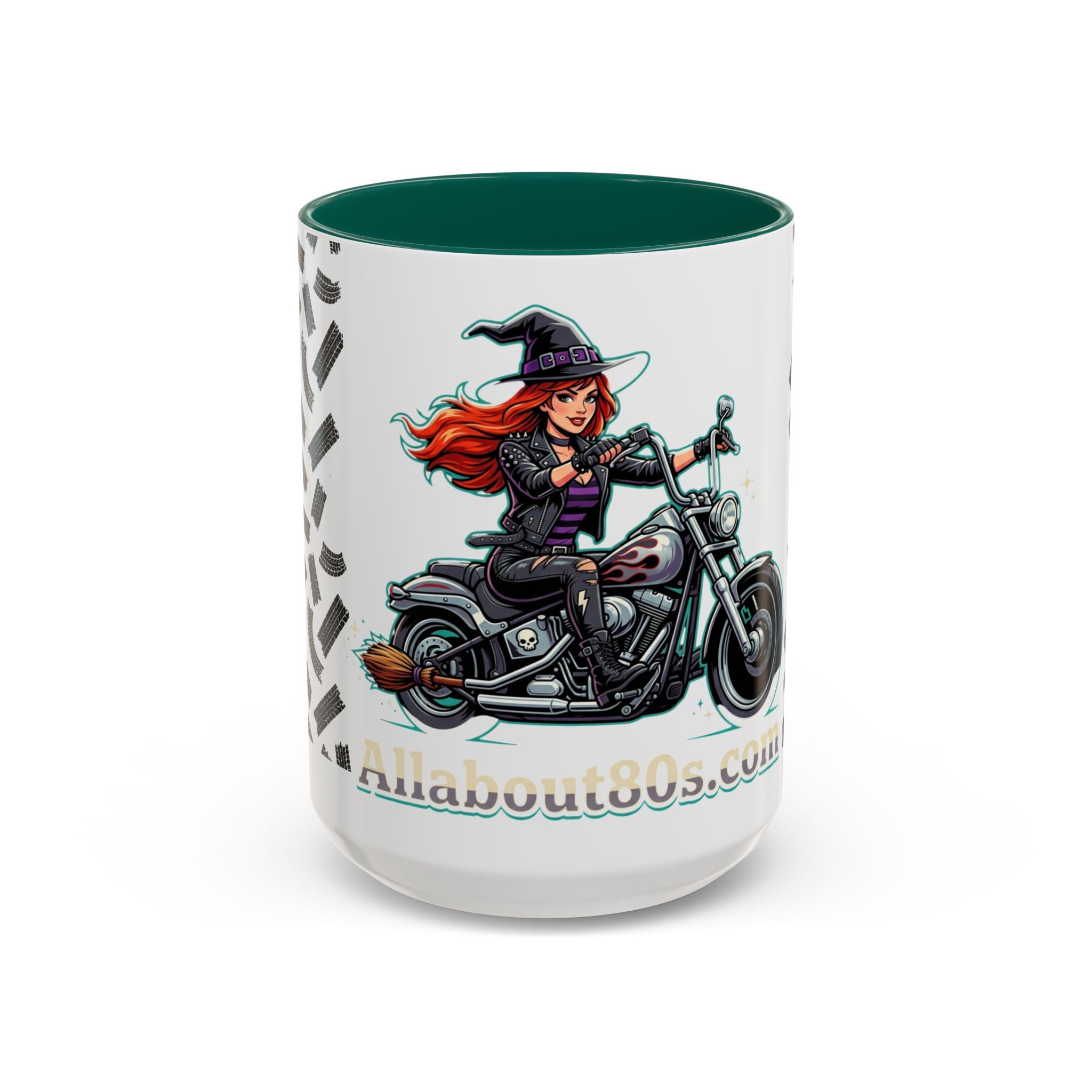 Witch Motorcycle Mug — Red-Haired Biker Witch Ceramic Coffee Cup