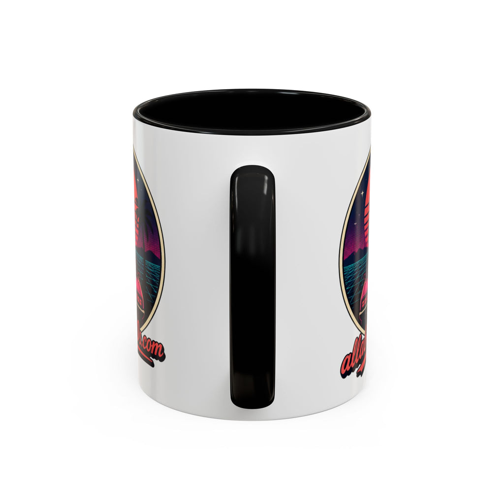Route 66 Retro 80s Accent Coffee Mug — 'allabout80s' Vintage Sunset Design (11/15oz)