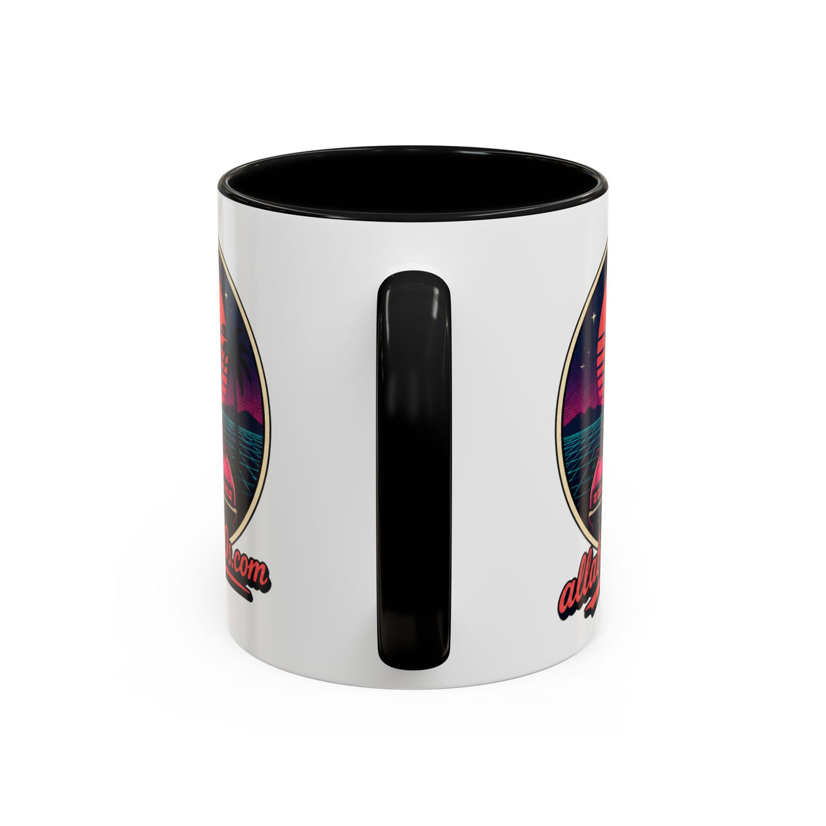 Route 66 Retro 80s Accent Coffee Mug — 'allabout80s' Vintage Sunset Design (11/15oz)
