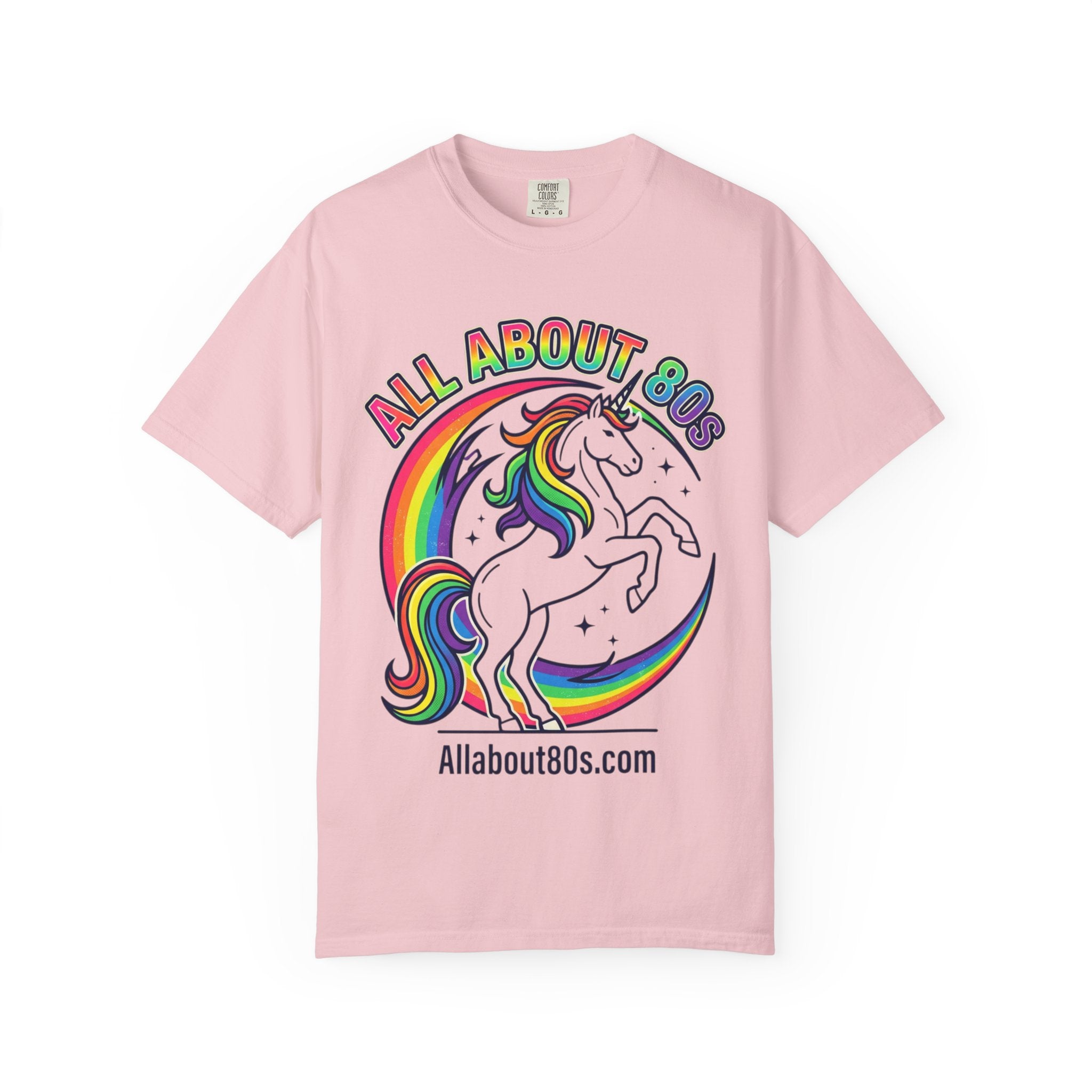 All About 80s Unicorn T-Shirt — Retro Rainbow 80s Graphic Tee
