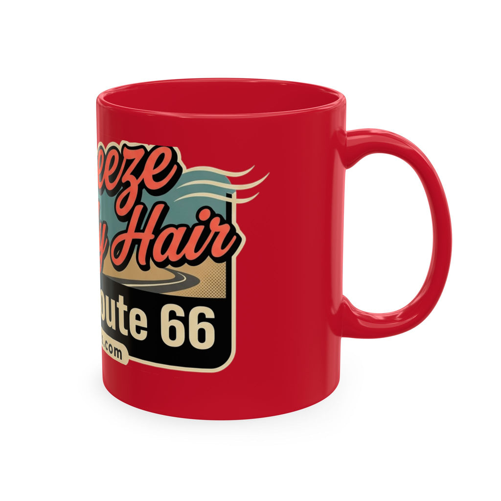 Cool Breeze in My Hair Route 66 Motorcycle Mug — Retro Biker Coffee Cup