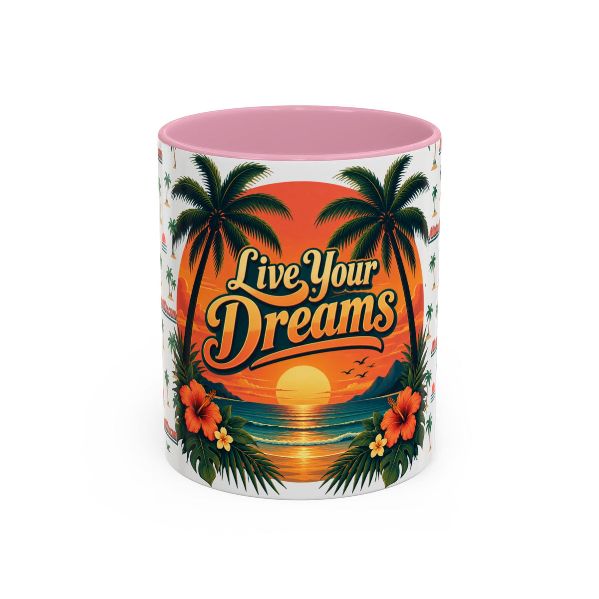 Live Your Dreams Tropical Sunset Mug