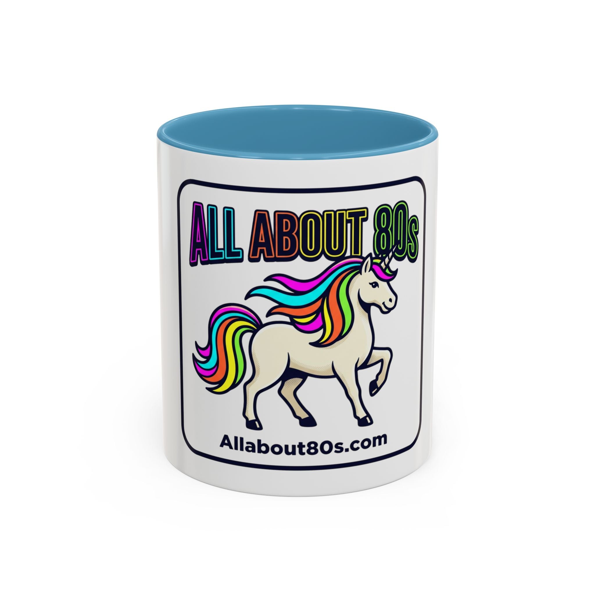 80s Unicorn Coffee Mug — Allabout80s Retro Rainbow Accent Mug (11/15oz)