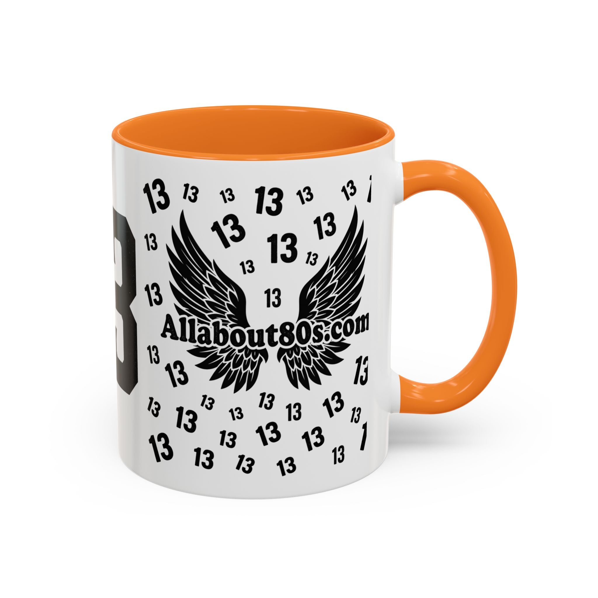Number 13 Accent Mug — Bold Sports-Style Ceramic Coffee Cup (11oz/15oz)