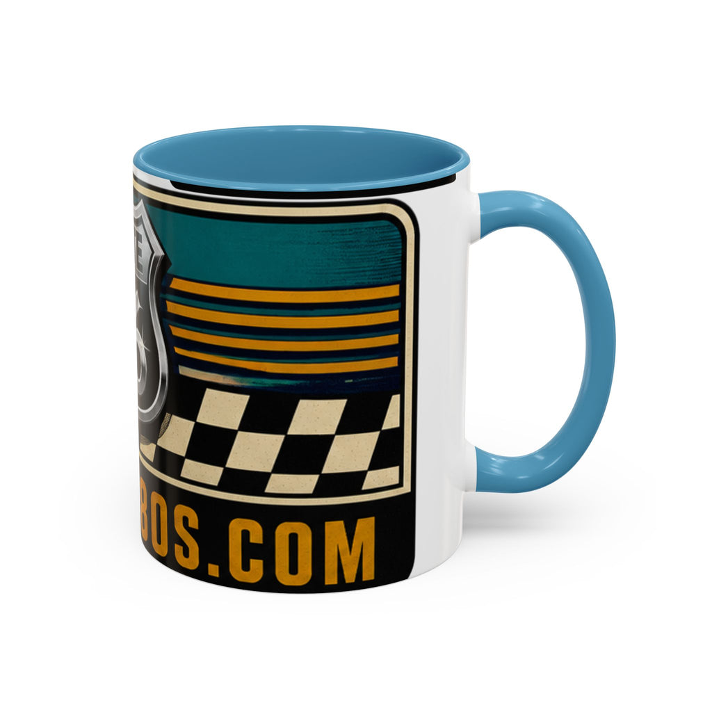Route 66 Retro Checkerboard Coffee Mug — Vintage Road Trip 11/15oz Accent Mug