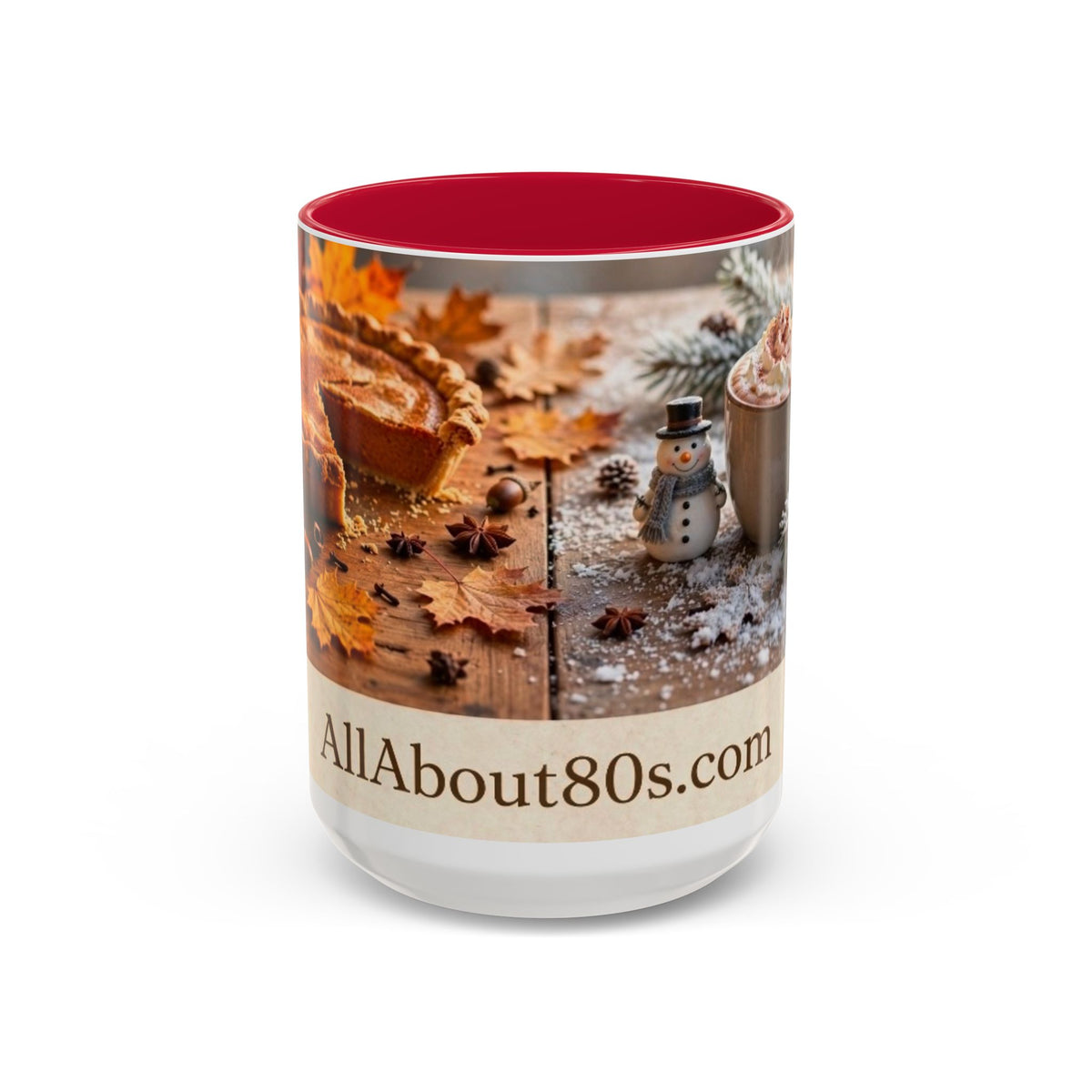 AllAbout80s Seasonal Coffee Mug (11oz/15oz) — Autumn & Winter Cozy Hot Cocoa Design
