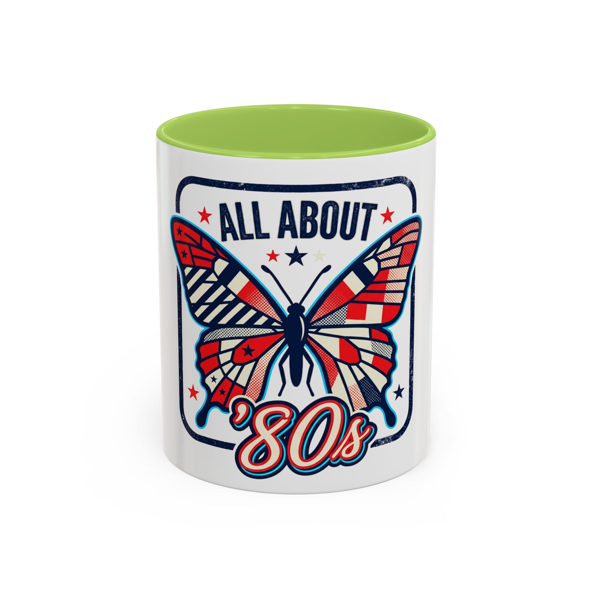 All About '80s Butterfly Accent Coffee Mug – Retro Patriotic 80s Gift