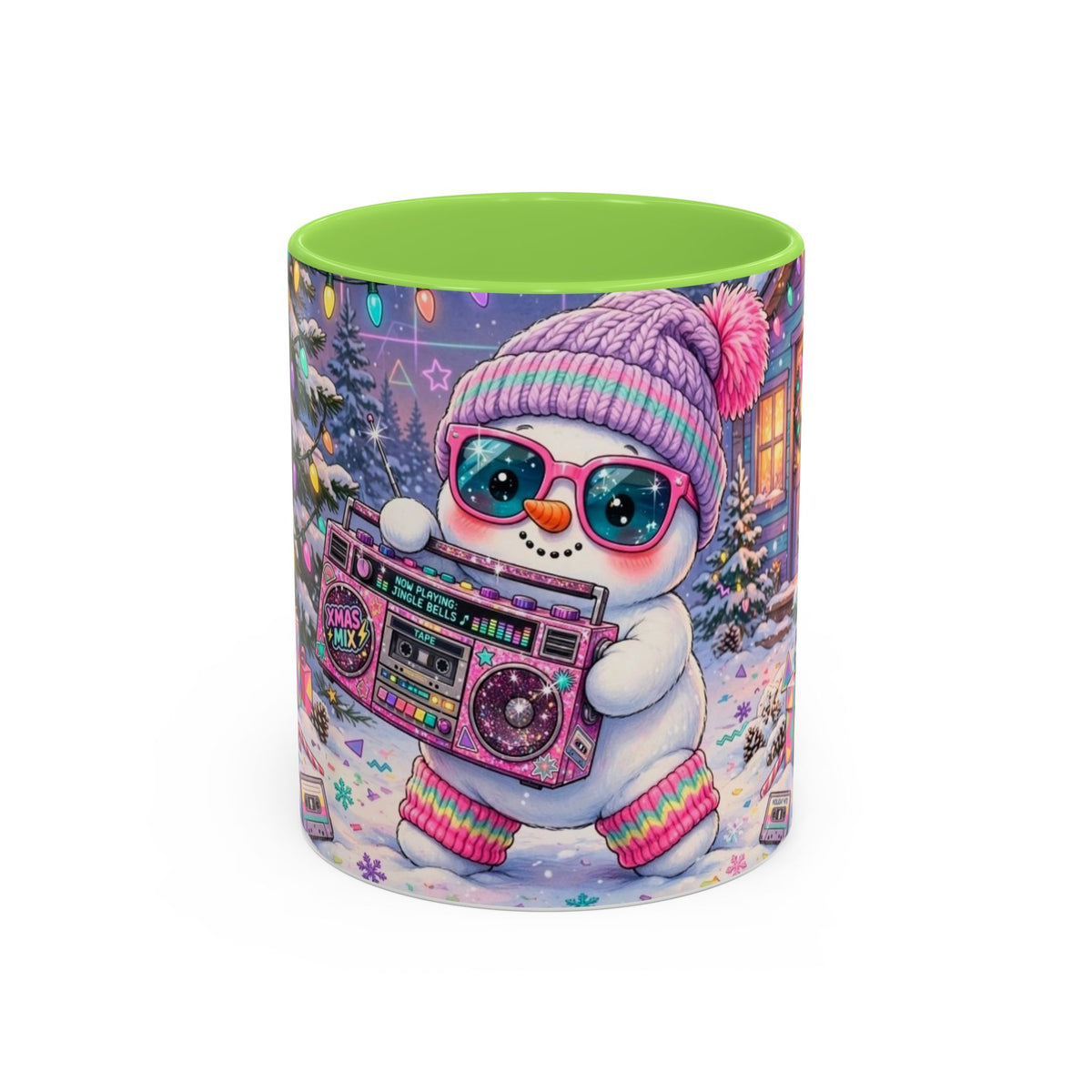 Cool Snowman with Boombox Christmas Mug