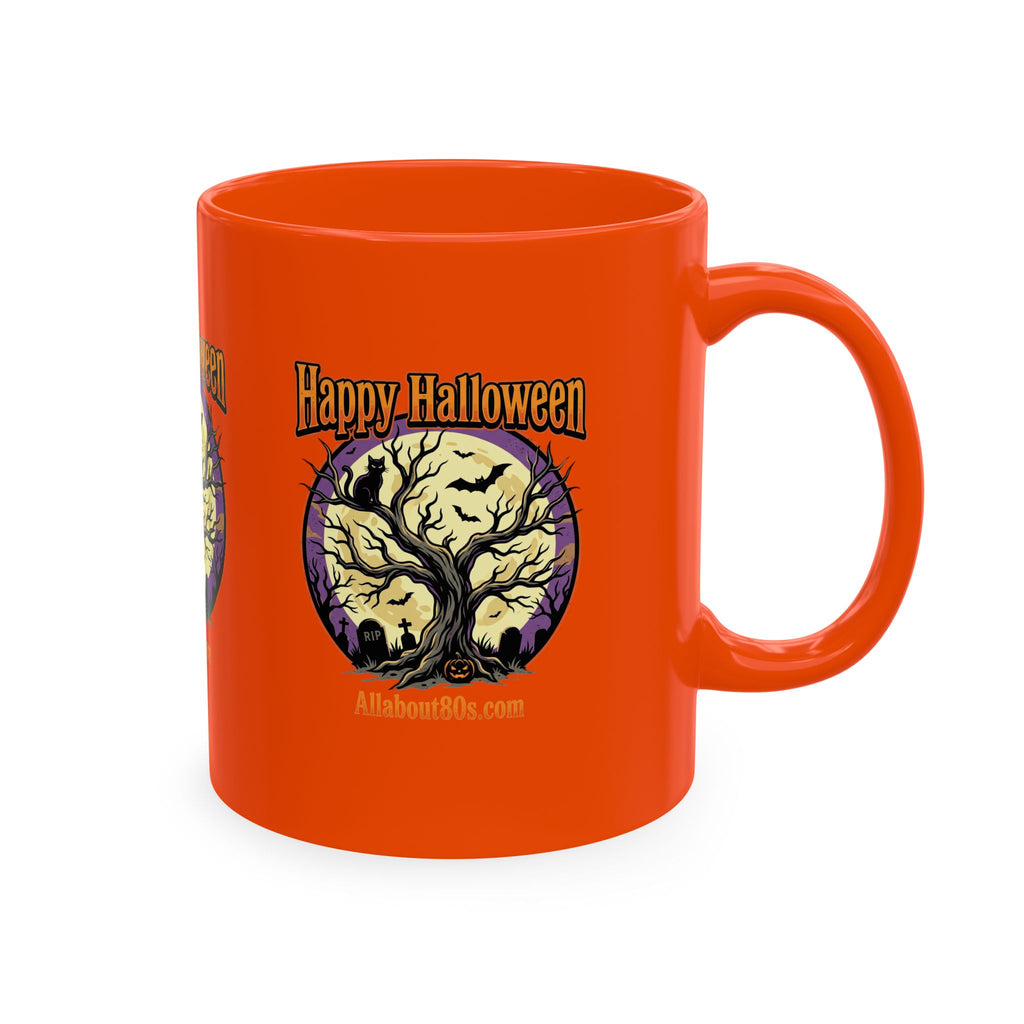 Happy Halloween Ceramic Mug — Spooky Tree & Moon Coffee Cup