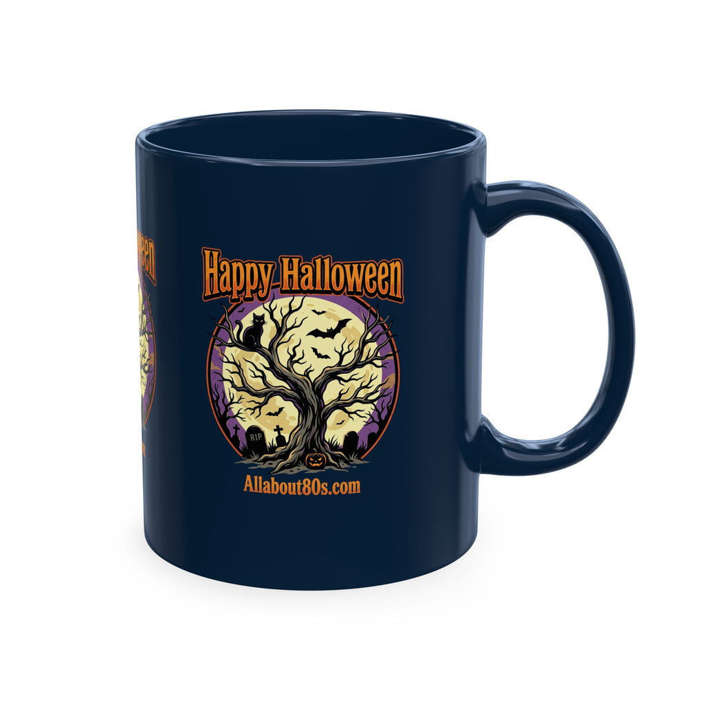 Happy Halloween Ceramic Mug — Spooky Tree & Moon Coffee Cup