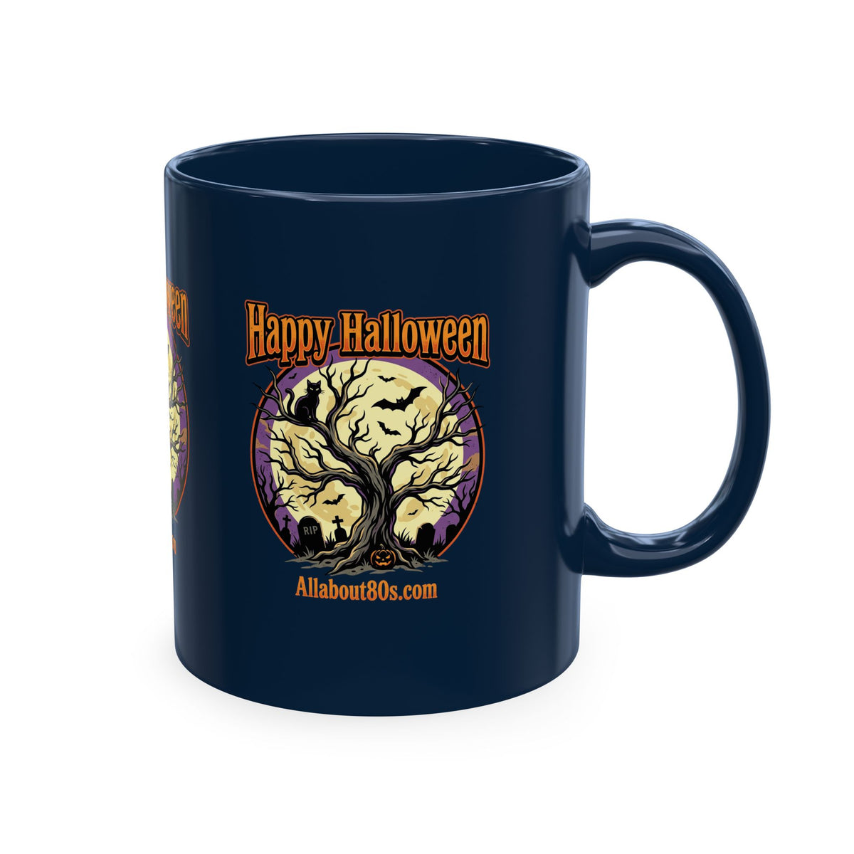 Happy Halloween Ceramic Mug — Spooky Tree & Moon Coffee Cup