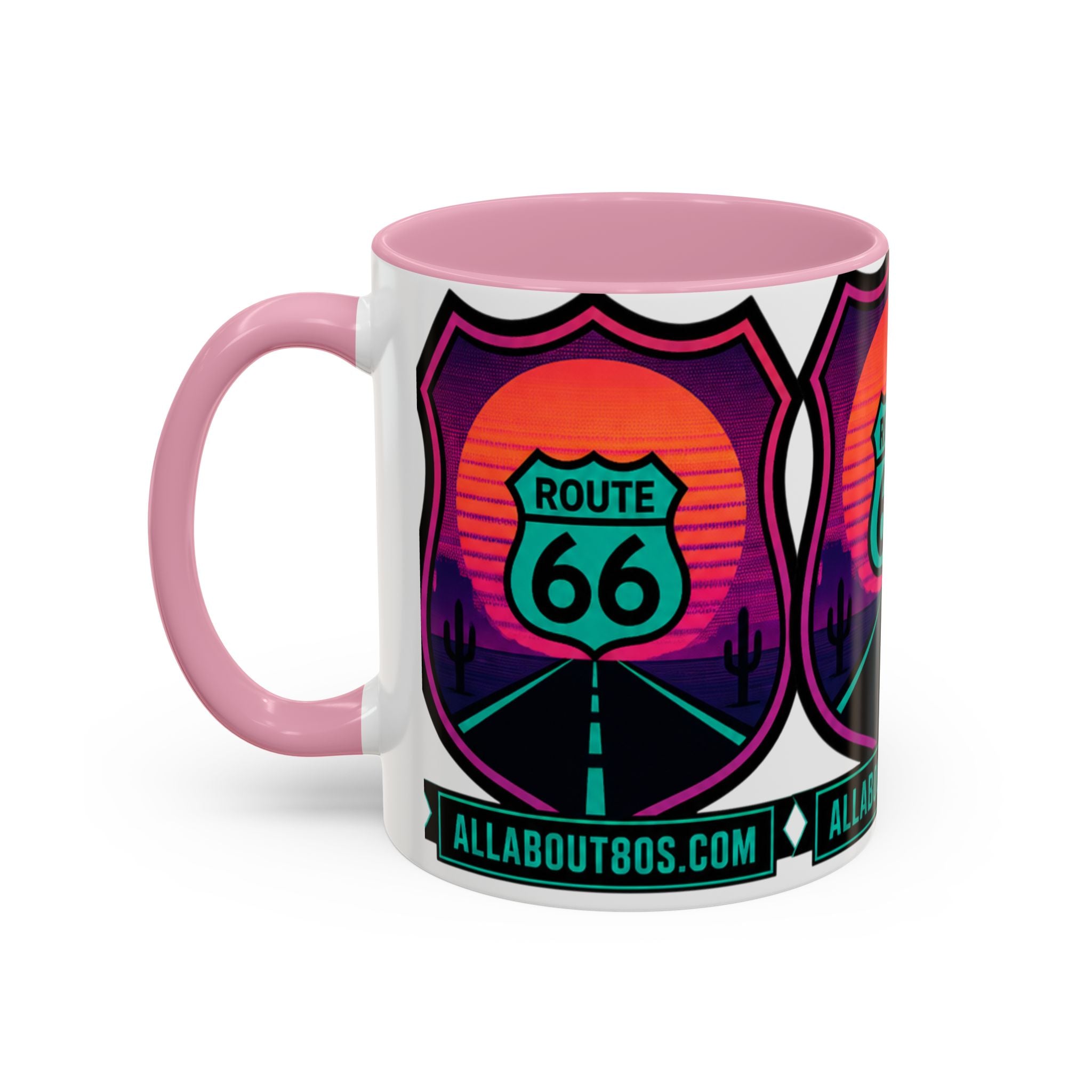 Route 66 Sunset Mug — Retro Neon Travel Coffee Cup (11oz & 15oz)