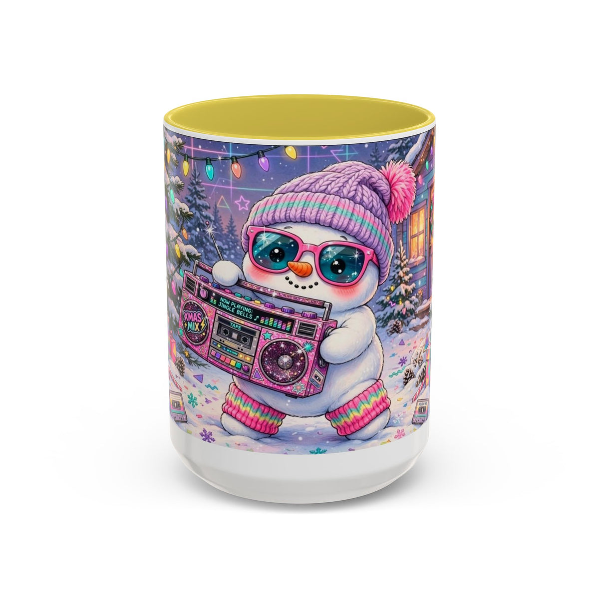 Cool Snowman with Boombox Christmas Mug