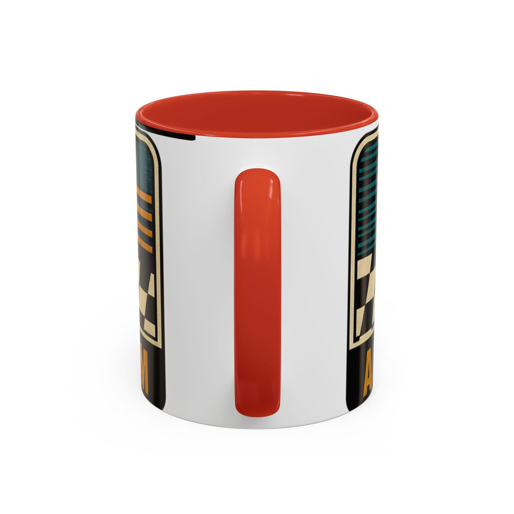 Route 66 Retro Checkerboard Coffee Mug — Vintage Road Trip 11/15oz Accent Mug