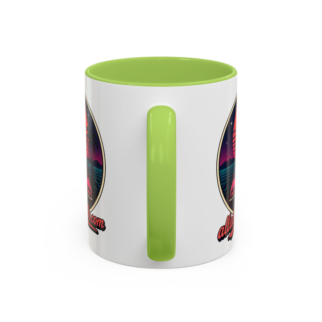 Route 66 Retro 80s Accent Coffee Mug — 'allabout80s' Vintage Sunset Design (11/15oz)