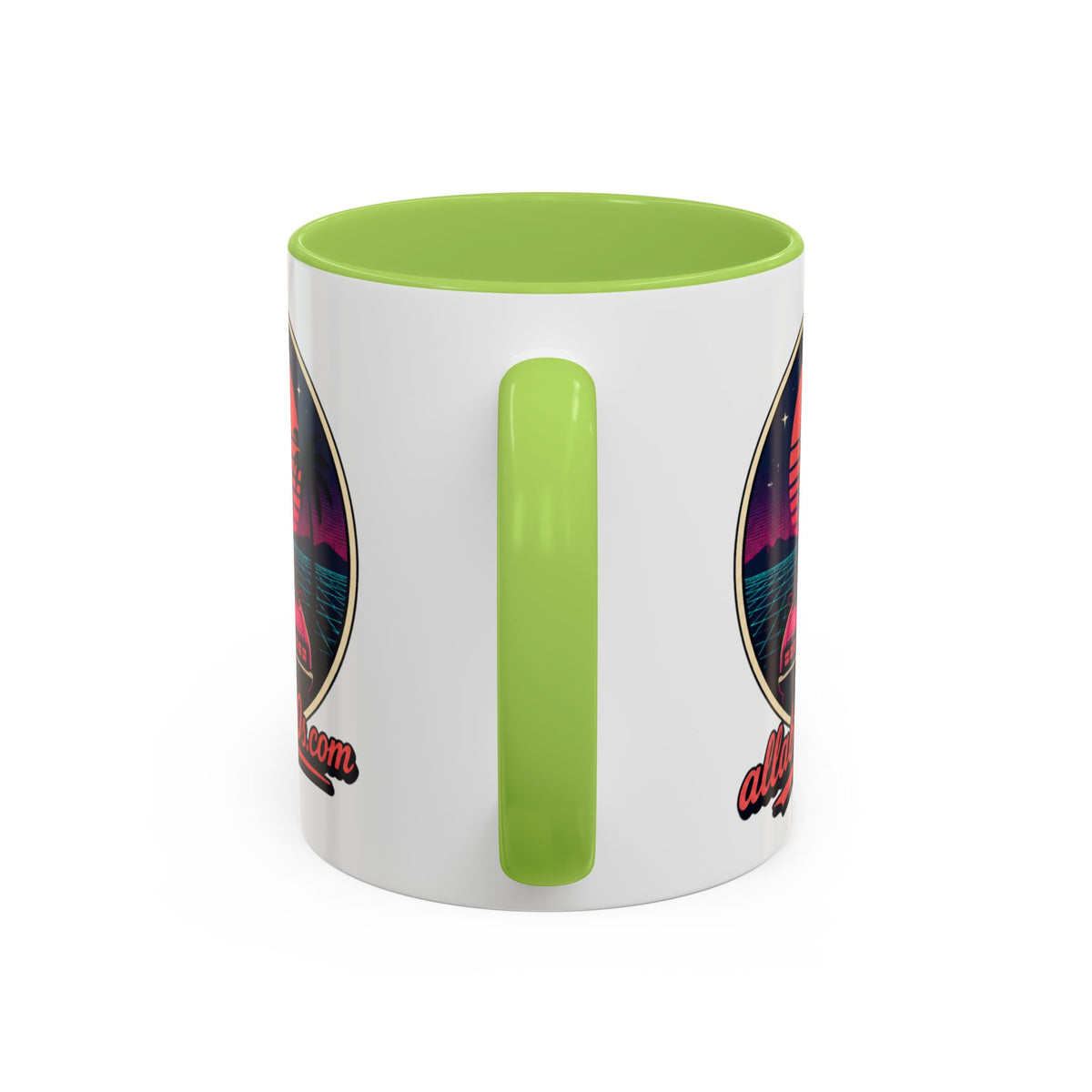 Route 66 Retro 80s Accent Coffee Mug — 'allabout80s' Vintage Sunset Design (11/15oz)