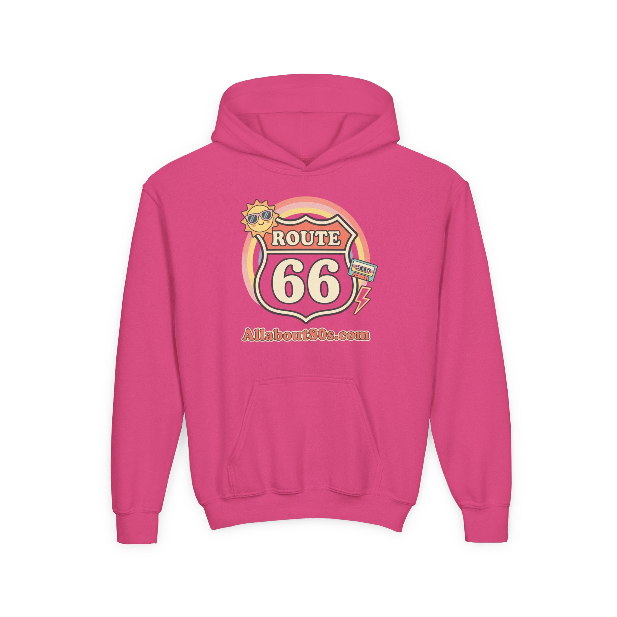 Route 66 Youth Hoodie — Retro Road Trip Graphic Sweatshirt