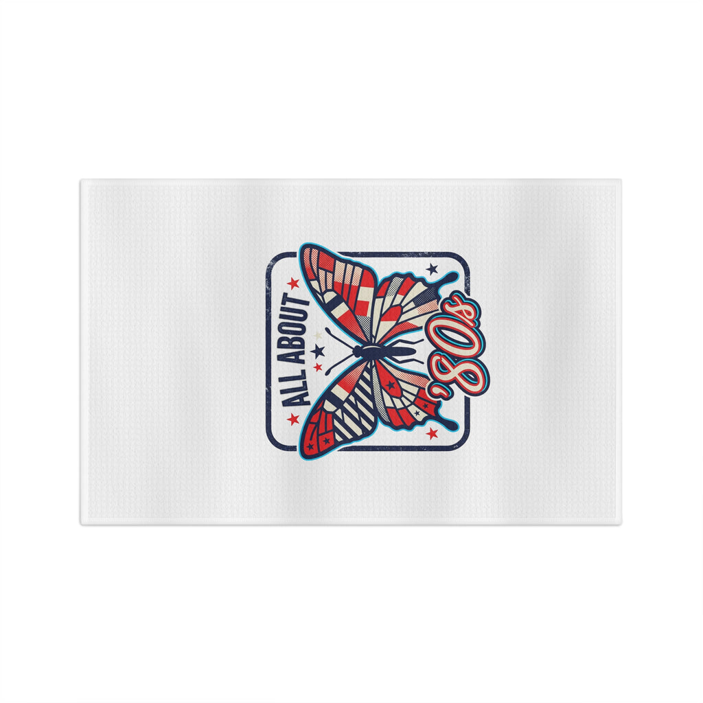 All About 80s Butterfly Tea Towel — Retro Americana Microfiber Tea Towel