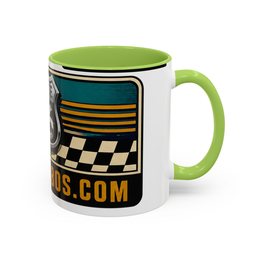 Route 66 Retro Checkerboard Coffee Mug — Vintage Road Trip 11/15oz Accent Mug