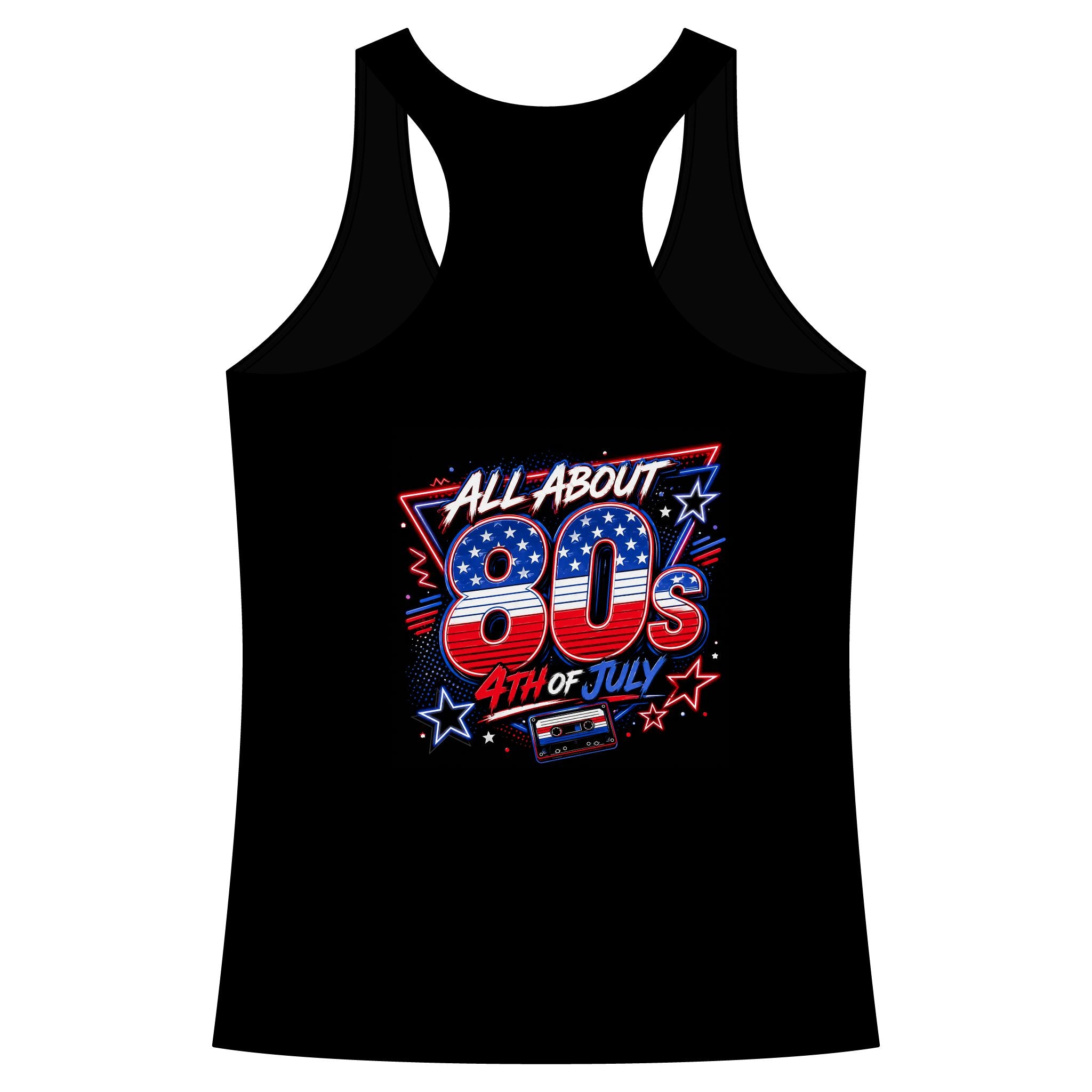80s Fourth of July Women's Racerback Tank - All About 80s Retro Patriotic Graphics