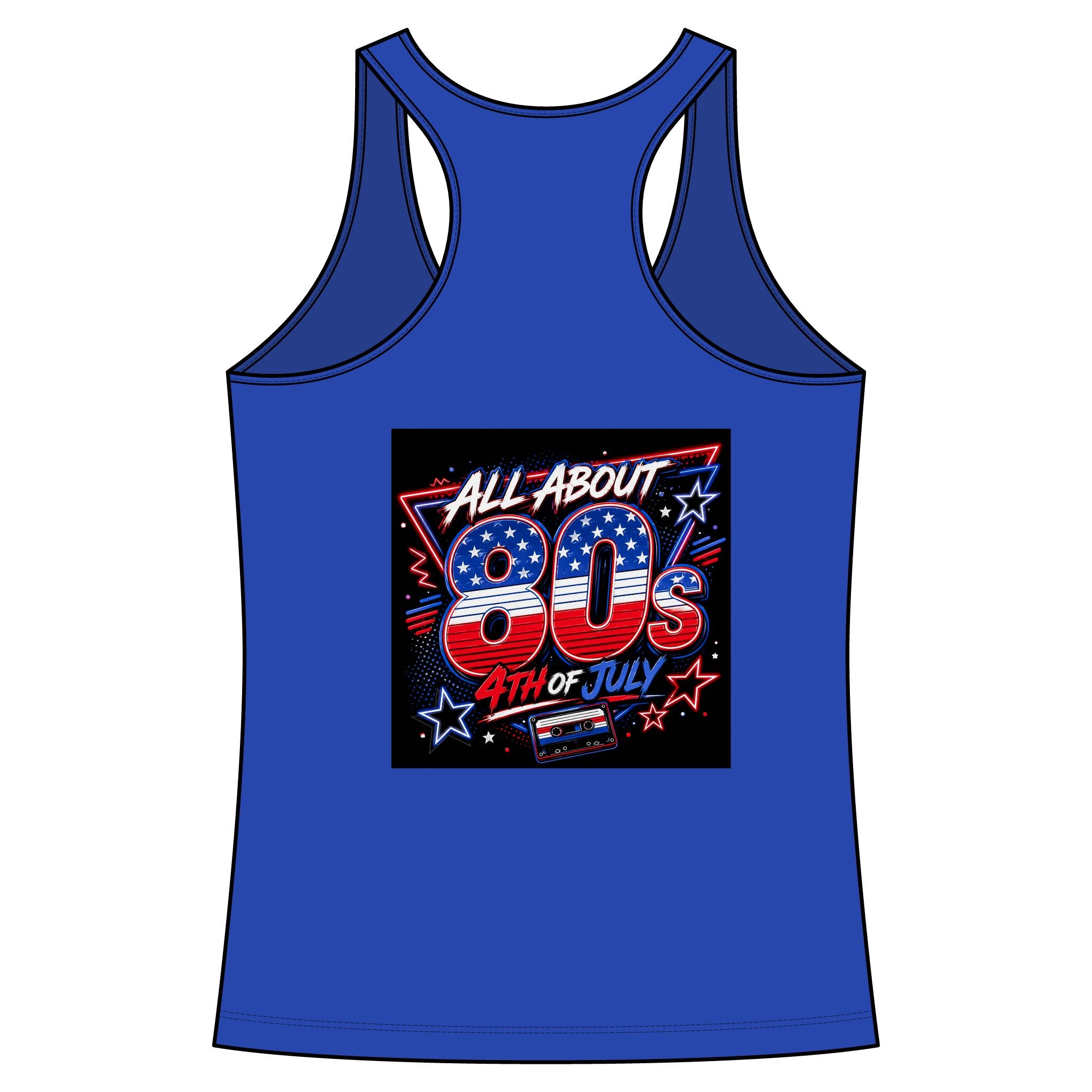 80s Fourth of July Women's Racerback Tank - All About 80s Retro Patriotic Graphics