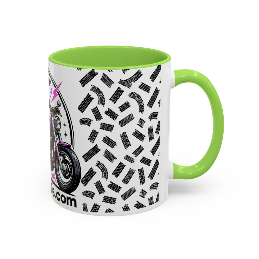 Witch Biker Motorcycle Mug — Retro 80s Neon Witch on Bike Coffee Cup (11oz/15oz)