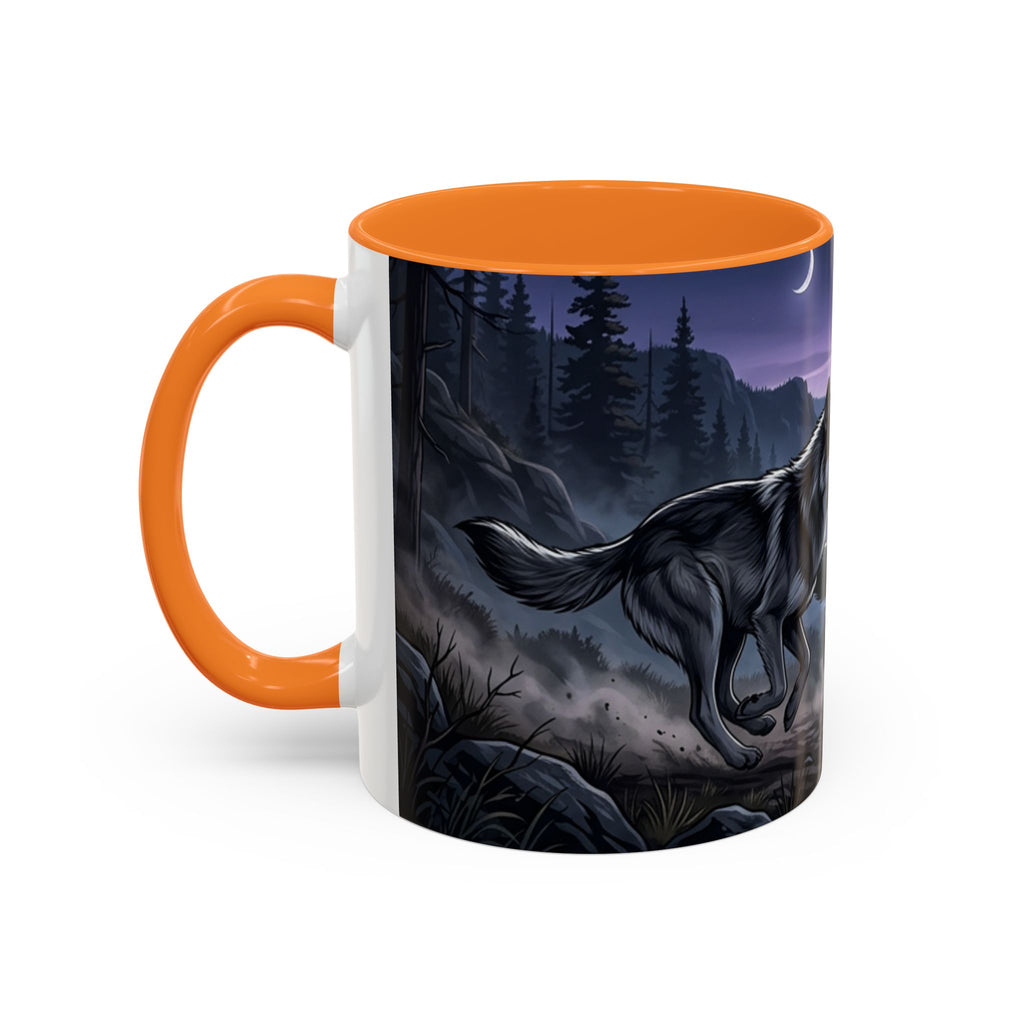 Wolf Pack Nightscape Mug — 11oz/15oz Scenic Black-Interior Coffee Cup
