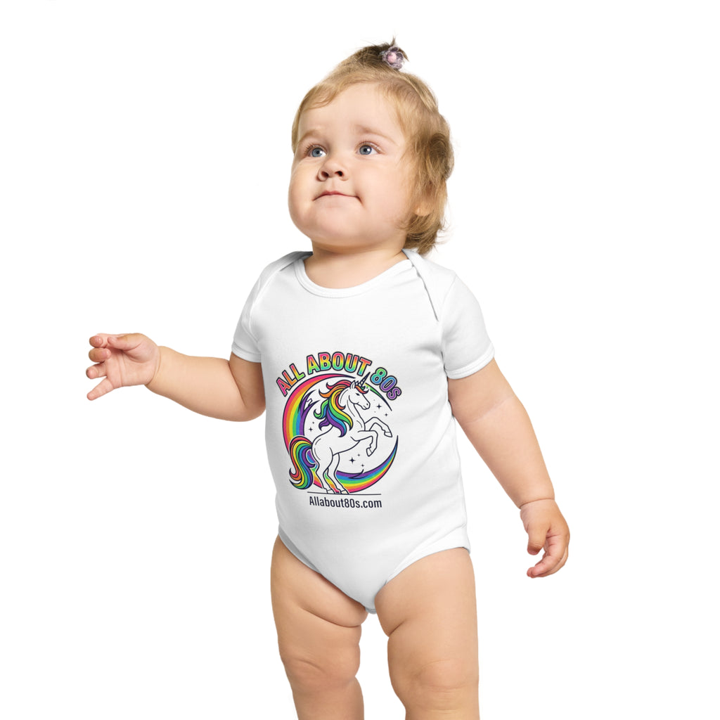 Baby Bodysuit — Rainbow Unicorn "All About 80s" Infant Onesie