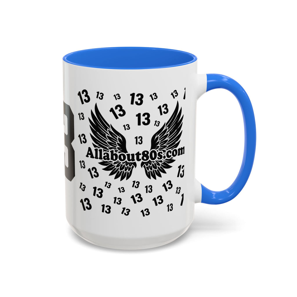 Number 13 Accent Mug — Bold Sports-Style Ceramic Coffee Cup (11oz/15oz)