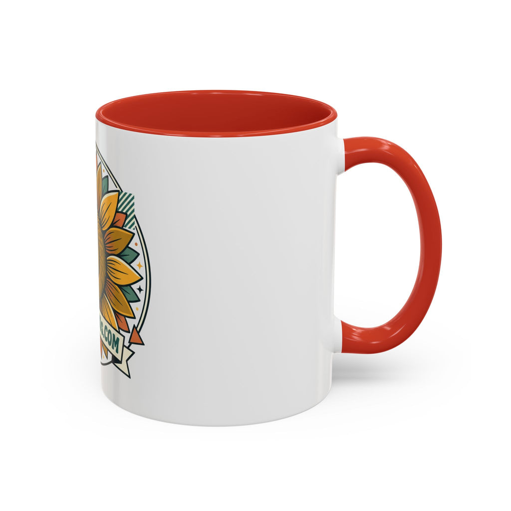 Sunflower Logo Coffee Mug — AllAbout80s.com Accent Ceramic Mug (11/15oz)