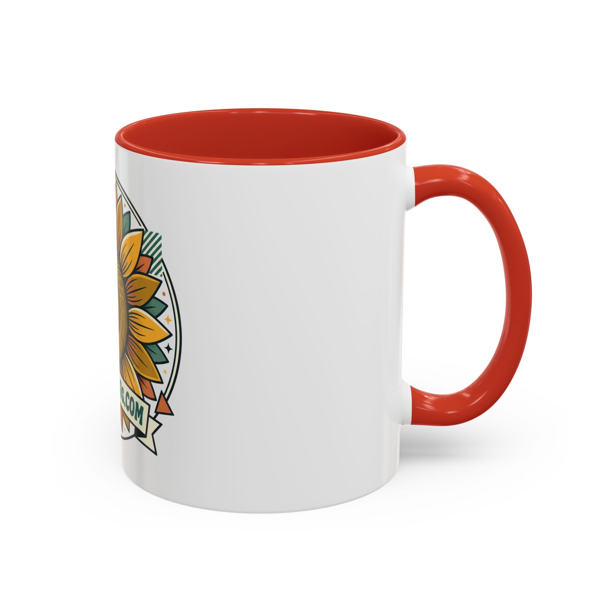 Sunflower Logo Coffee Mug — AllAbout80s.com Accent Ceramic Mug (11/15oz)