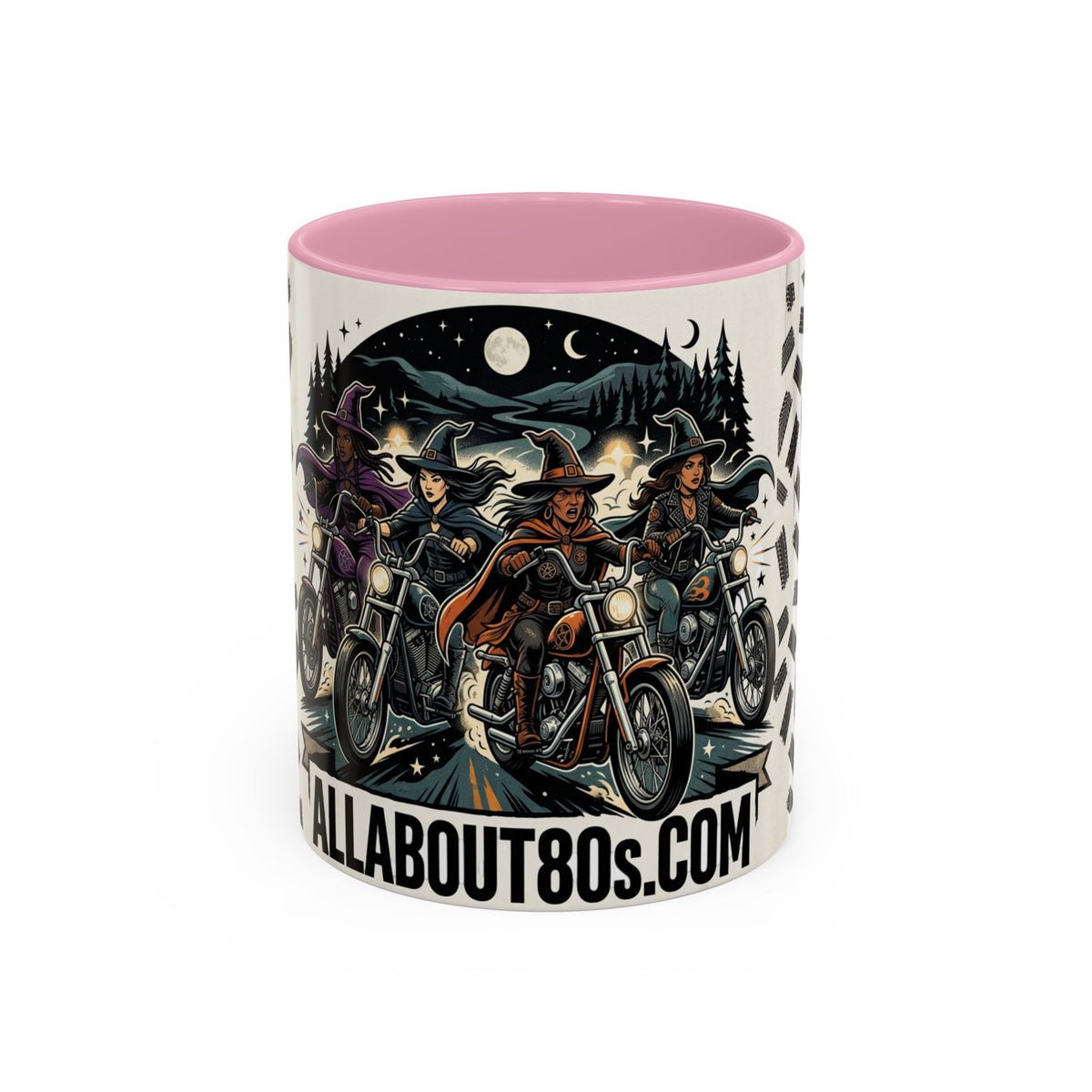 Witch Biker Sisters Coffee Mug — Halloween Motorcycle Witchcraft Design (11oz/15oz)